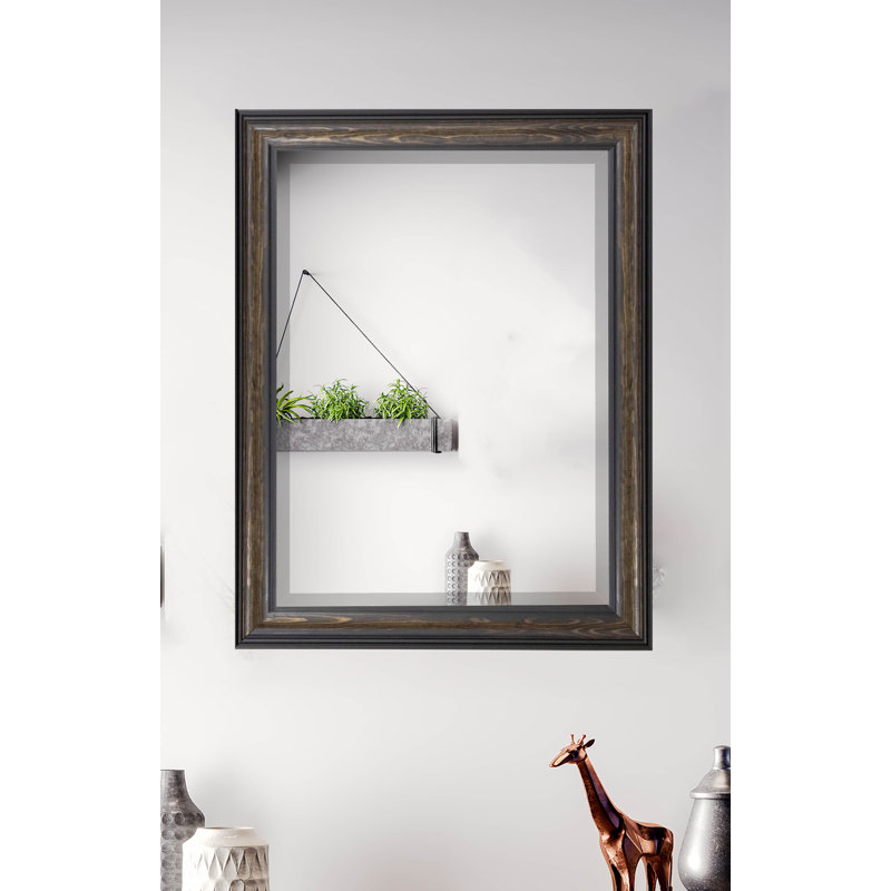 Solid Wood Flat Wall Mirror, 34.5" H x 22.5" W