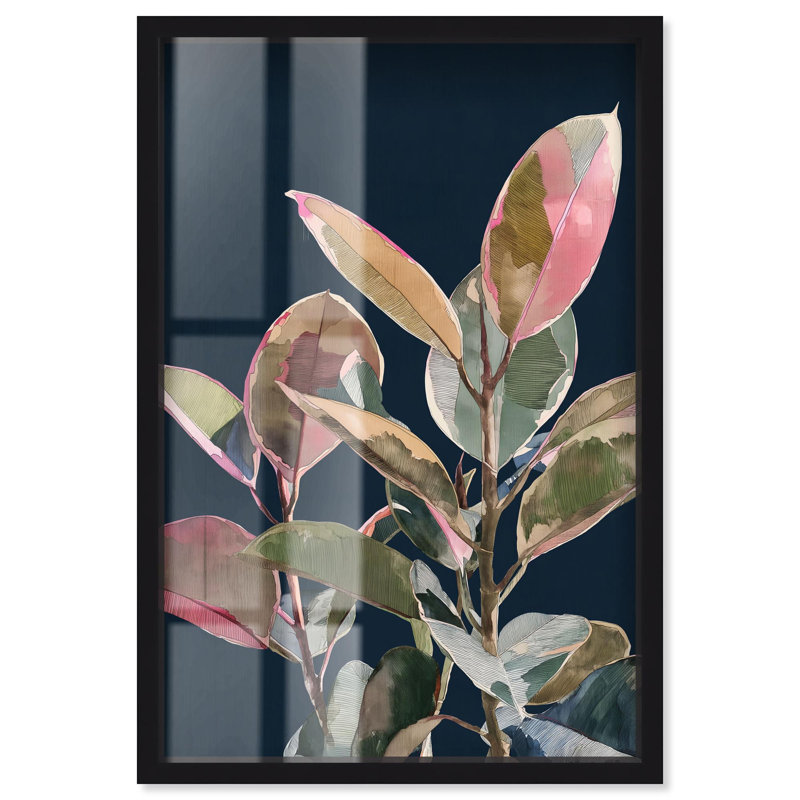 «Fuchsia Frond II Shadowbox Print Natures Art Prints» par Art Remedy, H 37 po x l 25 po, Noir