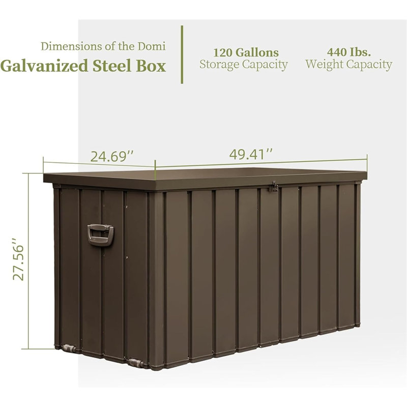 Kazoo 120 Gallons Water Resistant Resin Lockable Deck Box, Dark Brown, 24.69" D