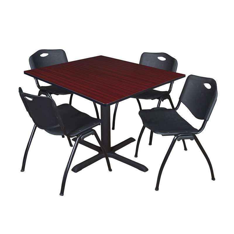 Table de salle à manger Neyland Cain, Noir, H 29 po x l 48 po x P 48 po, Acajou