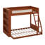 Lit superposé simple au-dessus d'un lit double avec tablette de rangement latérale et lit superposé en bois léger avec échelle intégrée et garde-corps-128987009