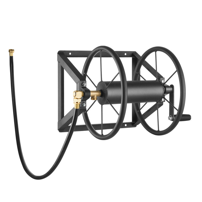 Wall Mounted Garden Hose Reel 5/8 in Manual Hose Winder Brass Fitting