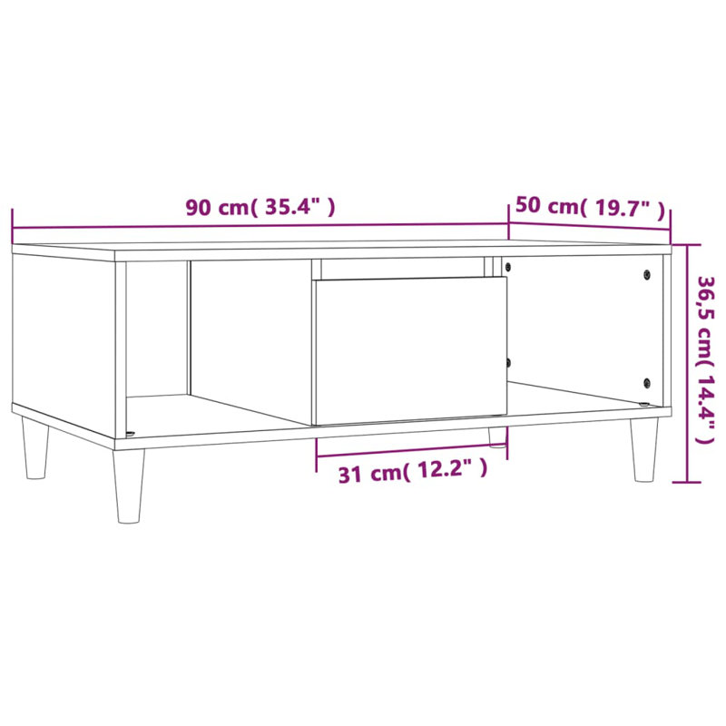 Huntoon Four Leg Coffee Table with Storage, Smoked Oak