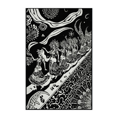 Machine Washable Entertainment & Pop Culture Day Of The Dead Parade Global Inspired Oriental Rug in Gray – Black Binding
