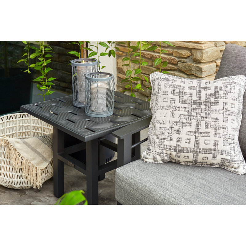 Merge Tables Outdoor Square Side Table, Weathered Teak