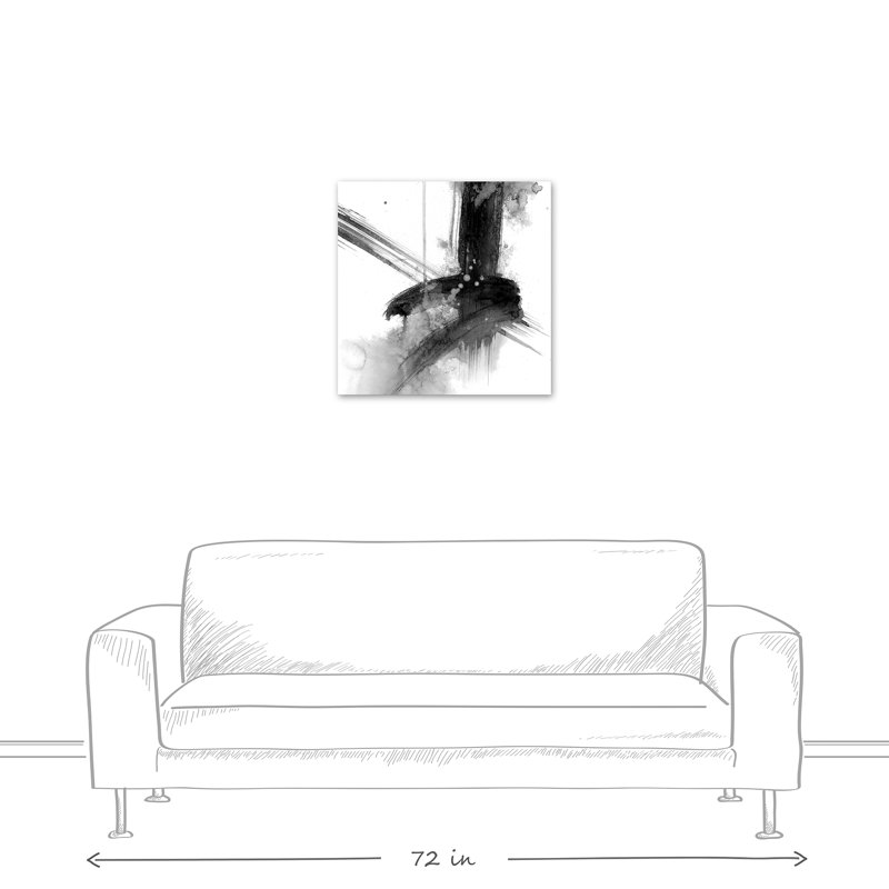 Impression d'aquarelle sur toile tendue « Black and White Abstract »
