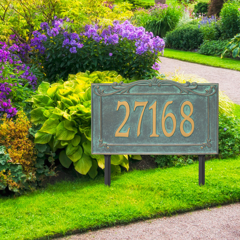 Plaque d'adresse sur 1 ligne Signature Series, Oui, Vert-de-gris, Bronze