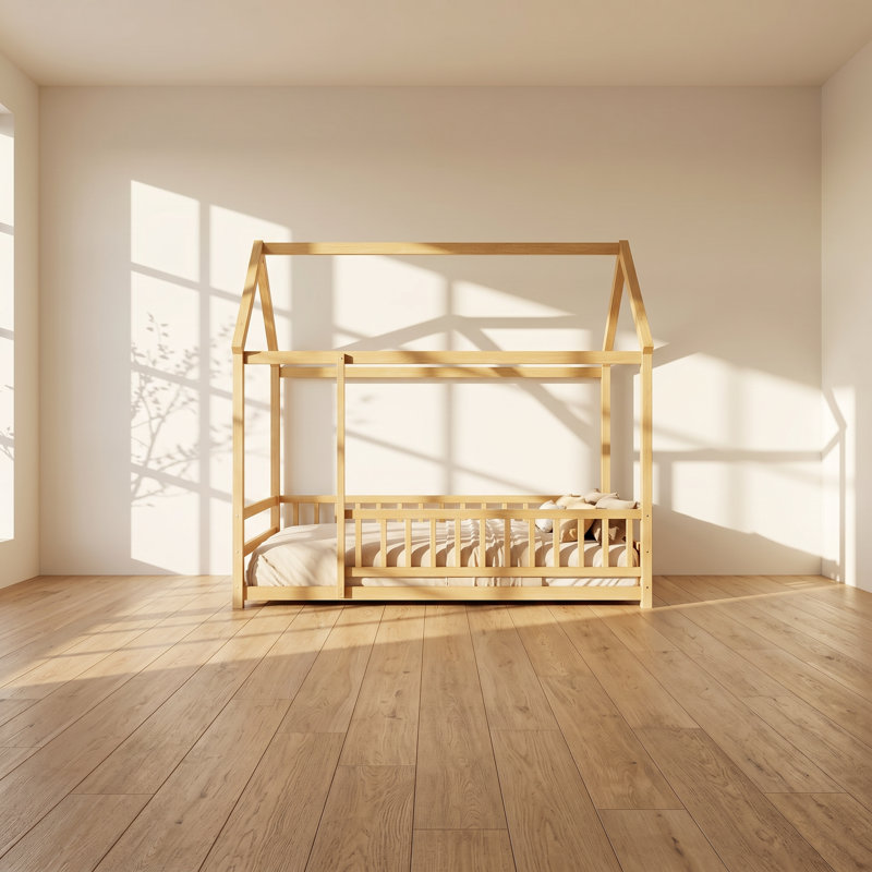 Structure de lit simple en bois de pin massif l 45 po x P 77 po x H 66 po Adeline