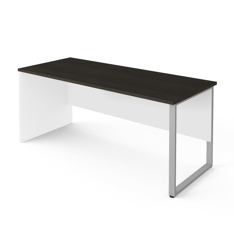 72W Table Desk with Rectangular Metal Leg, White