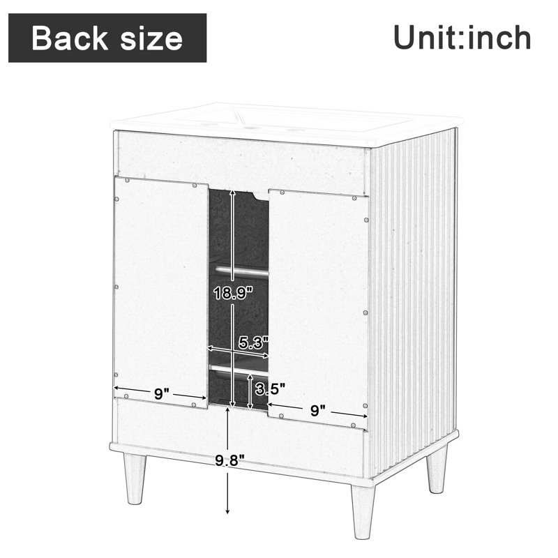24'' Single Bathroom Vanity Base Only, White