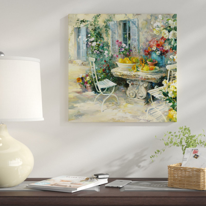 « idyllic jardin », reproduction sur toile, H 37 po x l 37 po x P 1,5 po, Pas de tapis, Papier d'art encadré noir