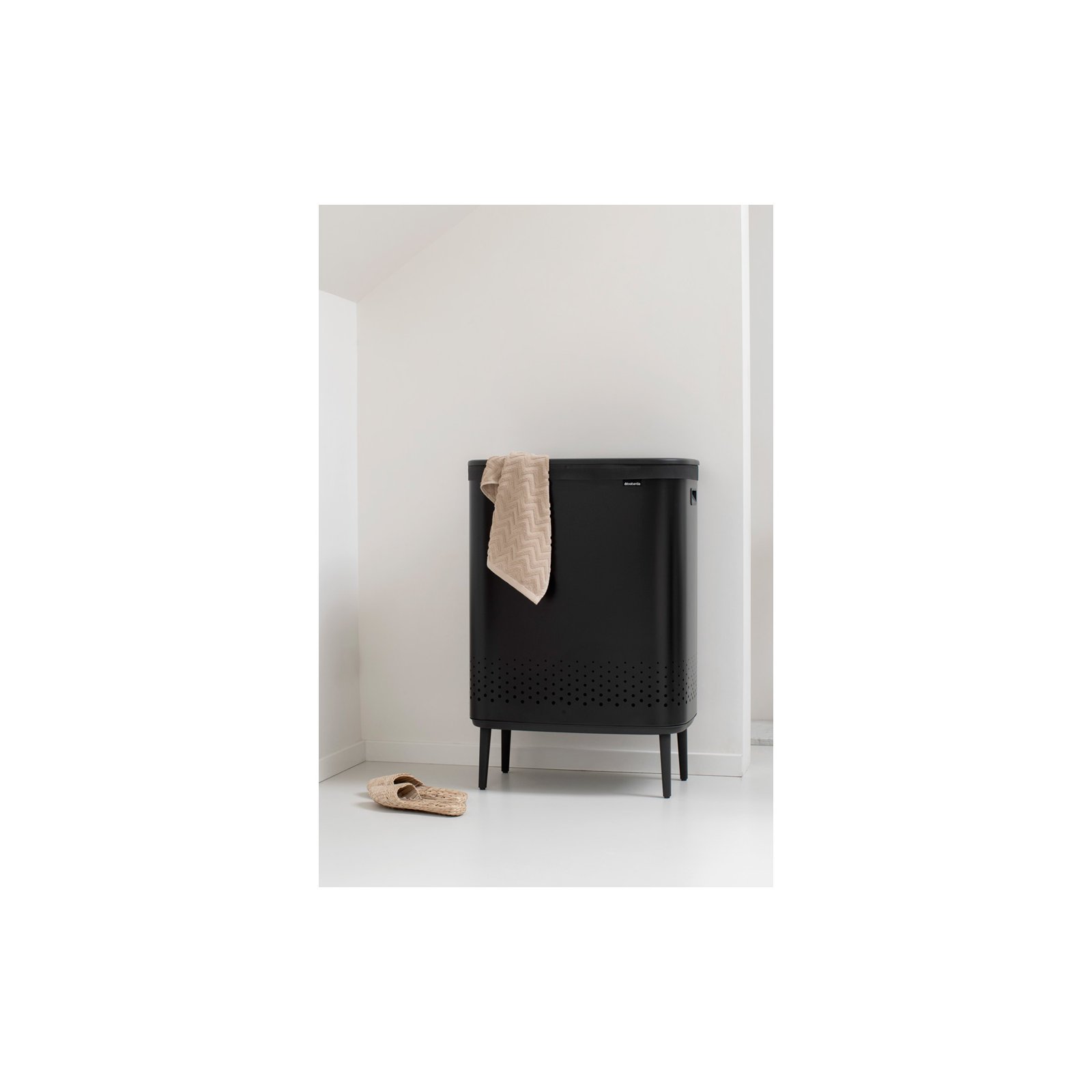 Brabantia Bo Dual Compartment Laundry Hamper 2 x 11.9 Gallon (23.8 Gallon Capacity), Matte Black