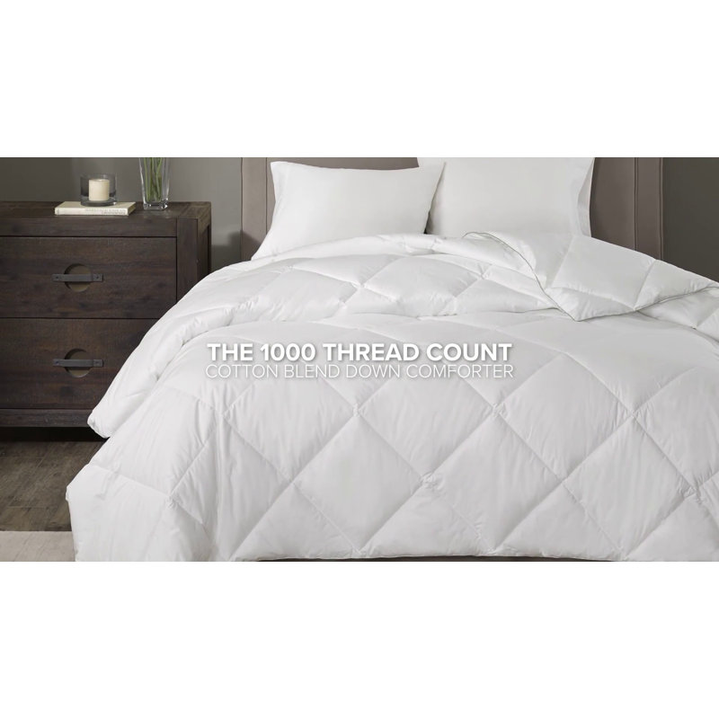 Luxurious White Cotton King Down Alternative Duvet with Diamond Quilting