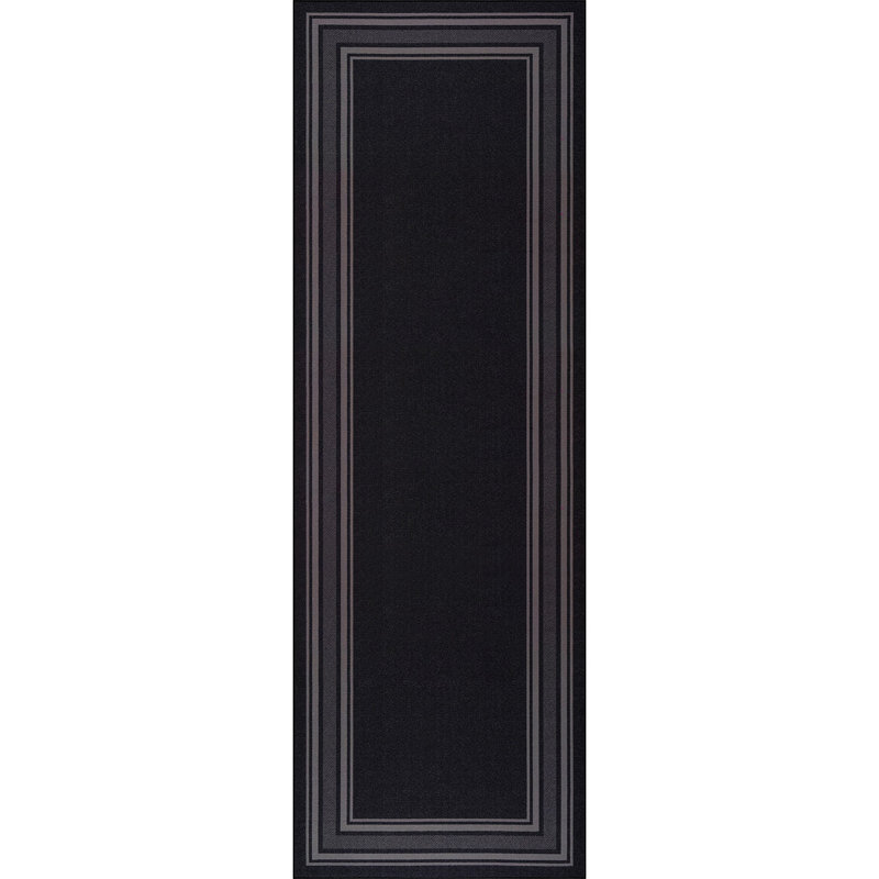 Raceland Black Non-Slip Area Rug, Runner 1'8" x 4'11"