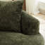 Fauteuil incurvé Olive, petit modèle en chenille avec 3 coussins, mousse à mémoire de forme, aucun assemblage requis, sans animaux, poids maximal supporté : 136 kg, assise profonde idéale pour les petits espaces, assemblage nécessaire, matériau confortable en mousse pour un confort optimal.