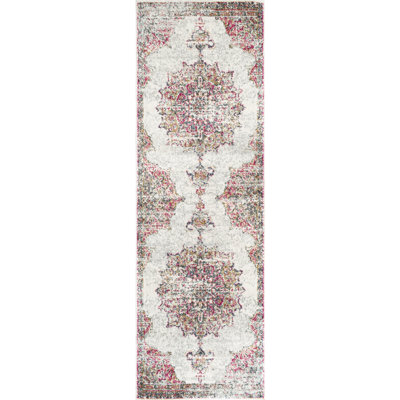 Mcalmont Oriental/Persian Area Rug for Living Room Bedroom Dining Room Kitchen, Pink/Ivory