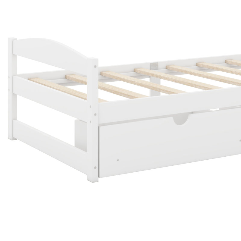 Platform Bed, With Drawers, White