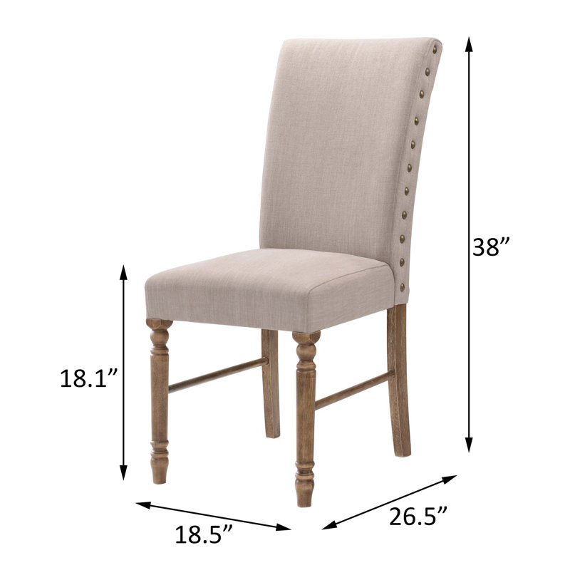 Chaise parsons crème et chêne patiné à dossier serré (ensemble de 2)