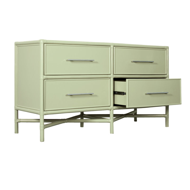 Venice 4 Drawers 54" W Double Dresser, Celery Green