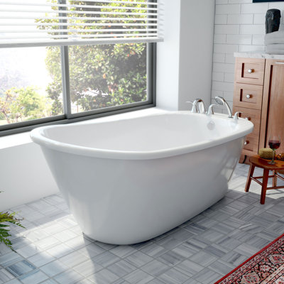 60" L x 32" W Free Standing Soaking Acrylic Bathtub