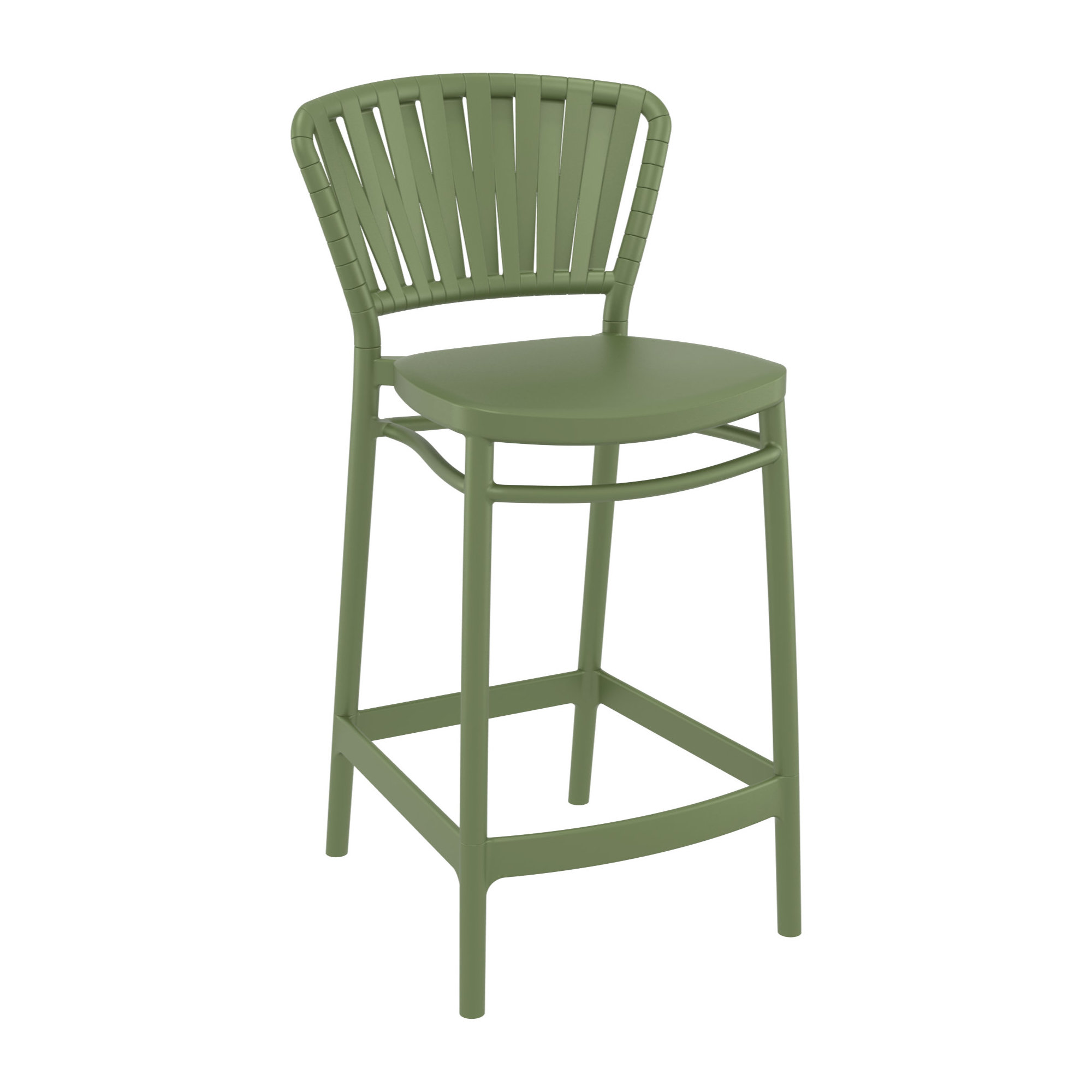 Newport Outdoor Barstool, 25.6", Olive Green