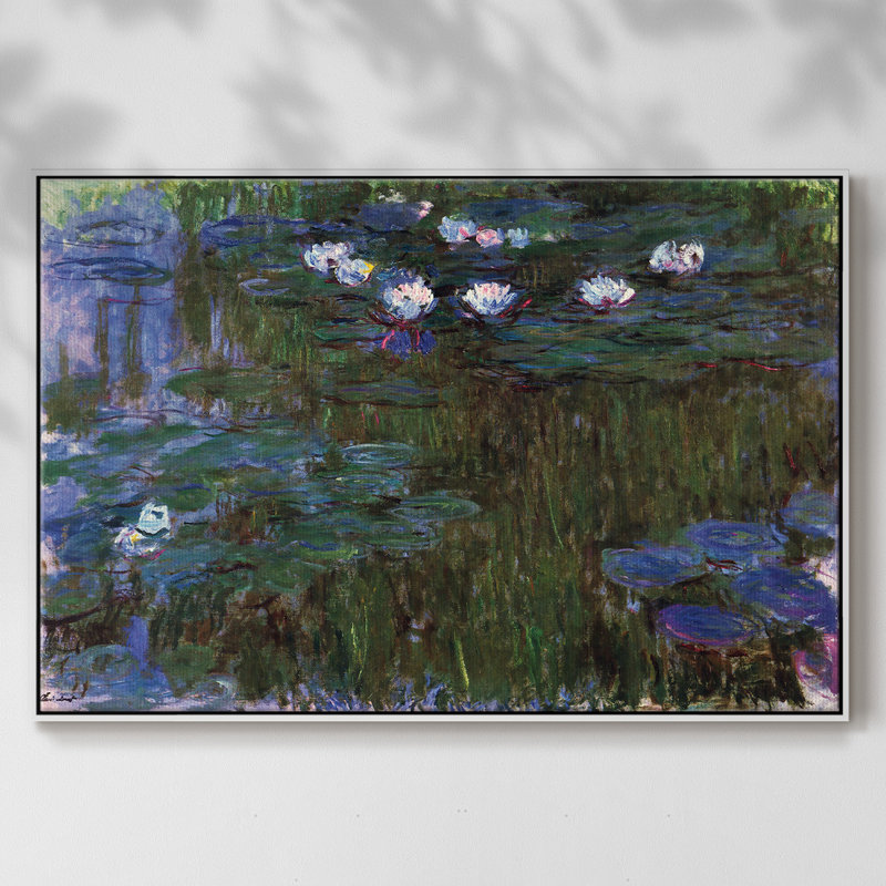 «Water Lillies # 3» par Claude Monet, reproduction sur toile, H 17 po x l 25 po x P 2 po, Blanc