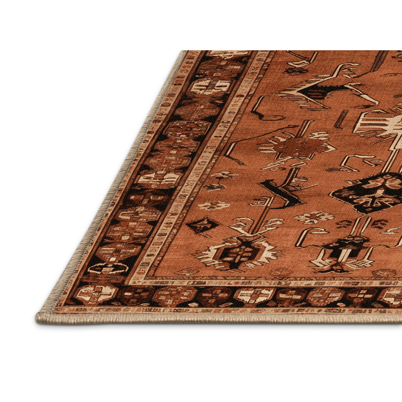 Tapis brun turc lavable à la machine, Carré 8 pi