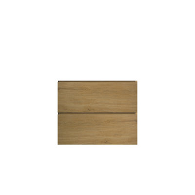 Meuble de salle de bain moderne et minimaliste - Chêne naturel, fixation murale avec deux tiroirs, style élégant