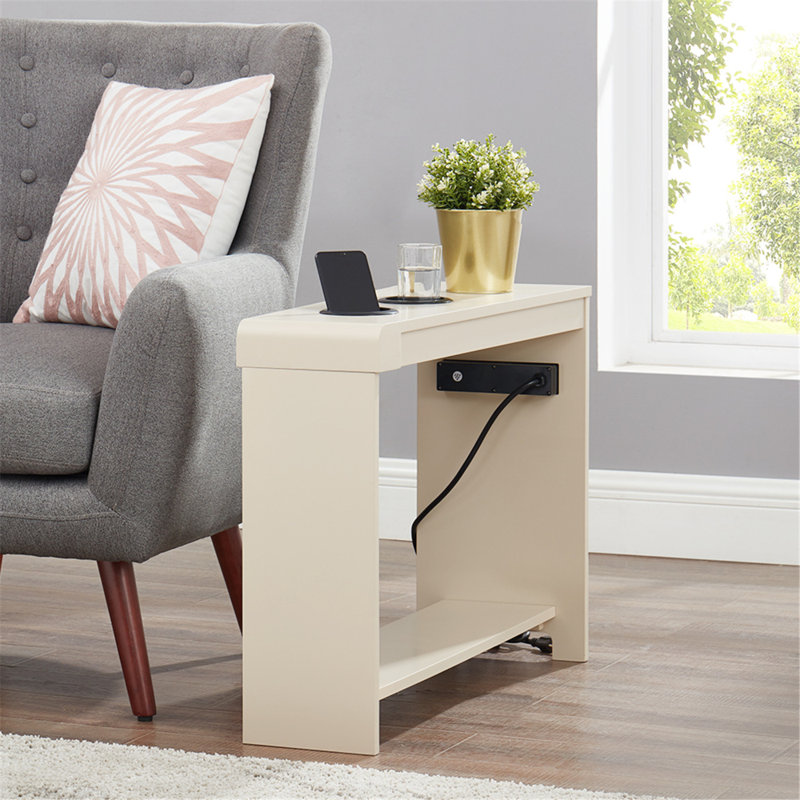 Aagot Modern Nightstand with Charging Station, End Table with USB Ports & Outlets, Bedside Table with Storage for Bedroom, Small Spaces & Apartments – Narrow Side Table for Living Room Convenience