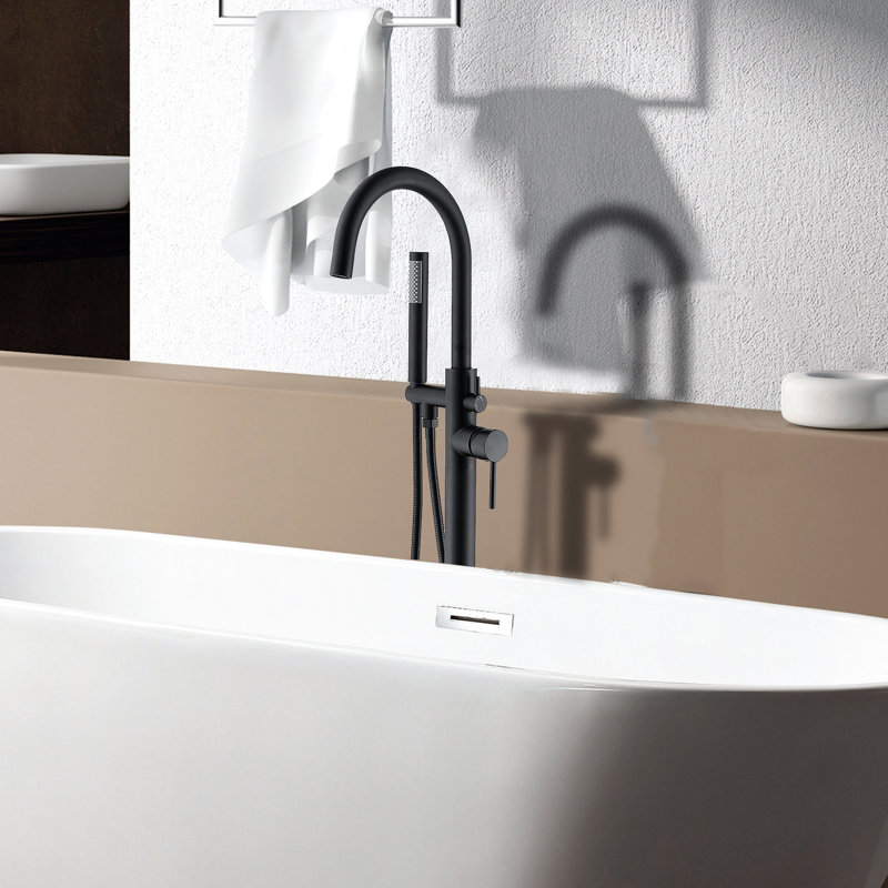 Matte Black Metal Freestanding Bathtub Faucet With Hand Shower Accessory Shower, Black, 9.12 Lb. Weight Detail