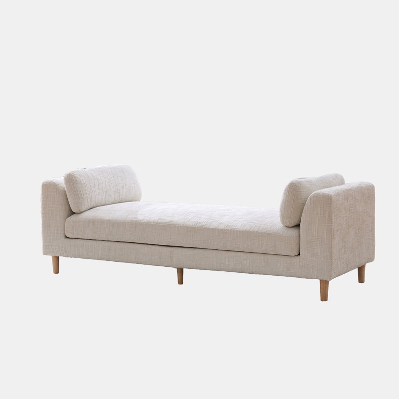 Banc rembourré en chenille avec structure en bois massif, capacité de poids de 450 lb, entrée moderne et banc de bout de lit