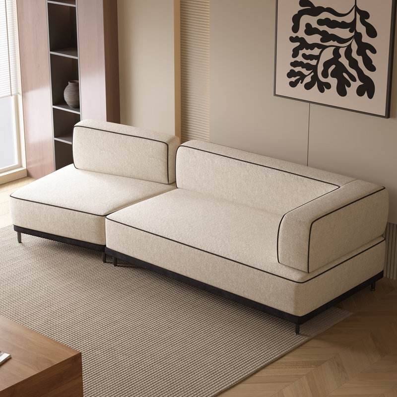 Canapé modulaire moderne en forme de L, canapé 2 pièces en tissu avec méridienne Boucle