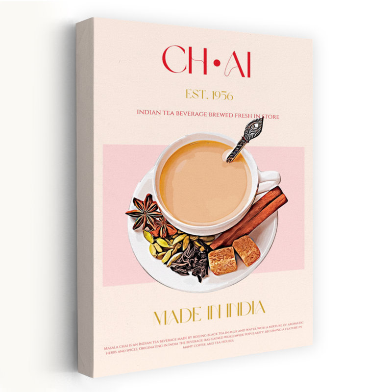 «Warm Masala Chai», art mural traditionnel, H 18 po x l 12 po