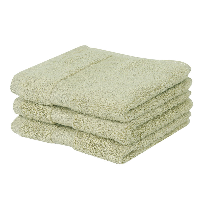 Ensemble de débarbouillettes 100% coton Splash, débarbouillettes et débarbouillettes en coton doux absorbant 550 g / m² pour salle de bain, spa et usage quotidien, certifié OEKO-TEX, paquet de 3, sauge