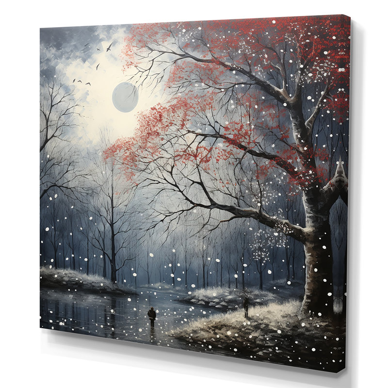 «Forest Tranquility In Winter IV», art mural fruits, Toile tendue, H 30 po x l 30 po