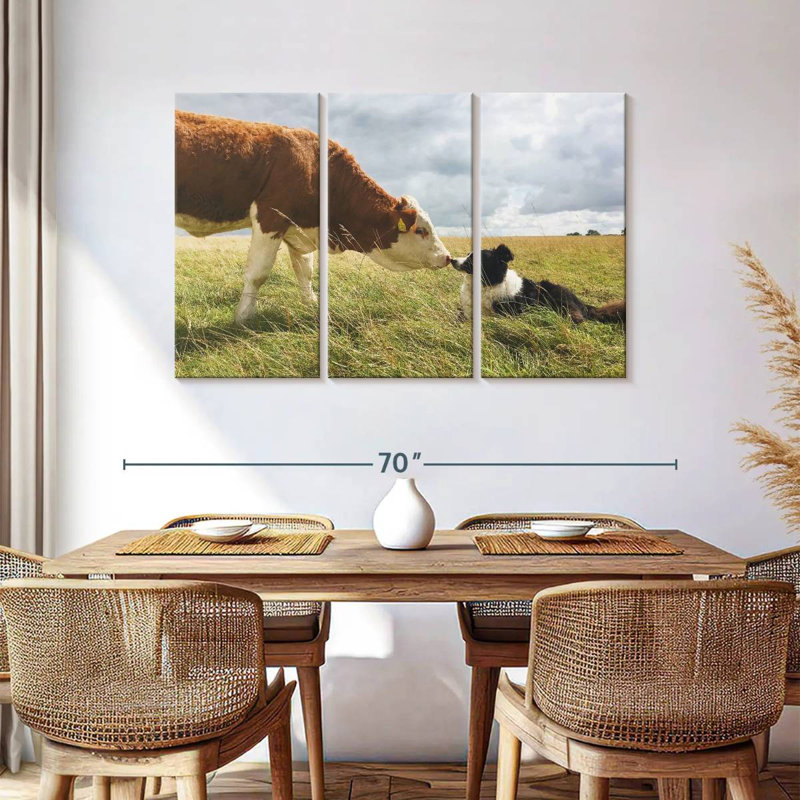 Border Collie And Cow, 36" H x 57" W