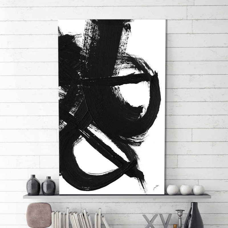 «Noir Strokes II» par Gina Ritter, H 30 po x l 18 po x P 1 po, Toile tendue