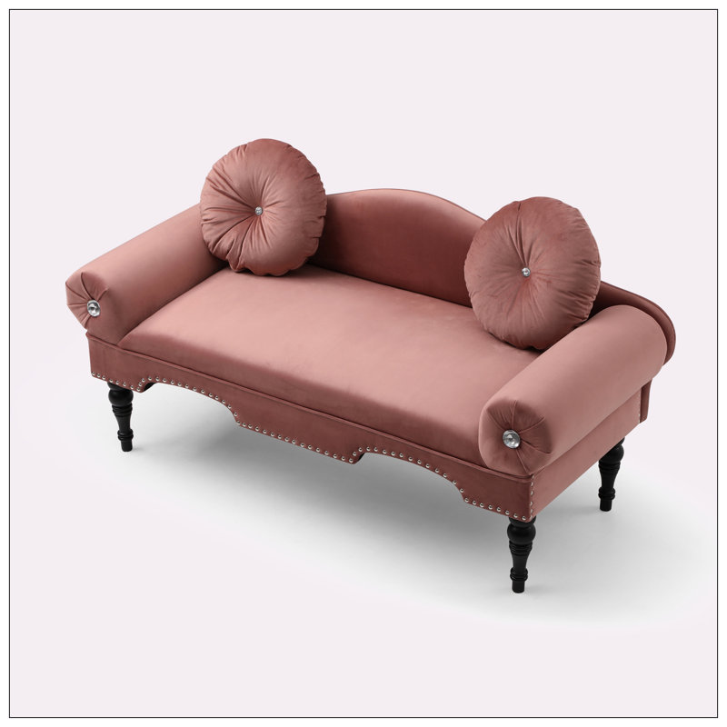 Grek Velvet Upholstered Bench, Rose