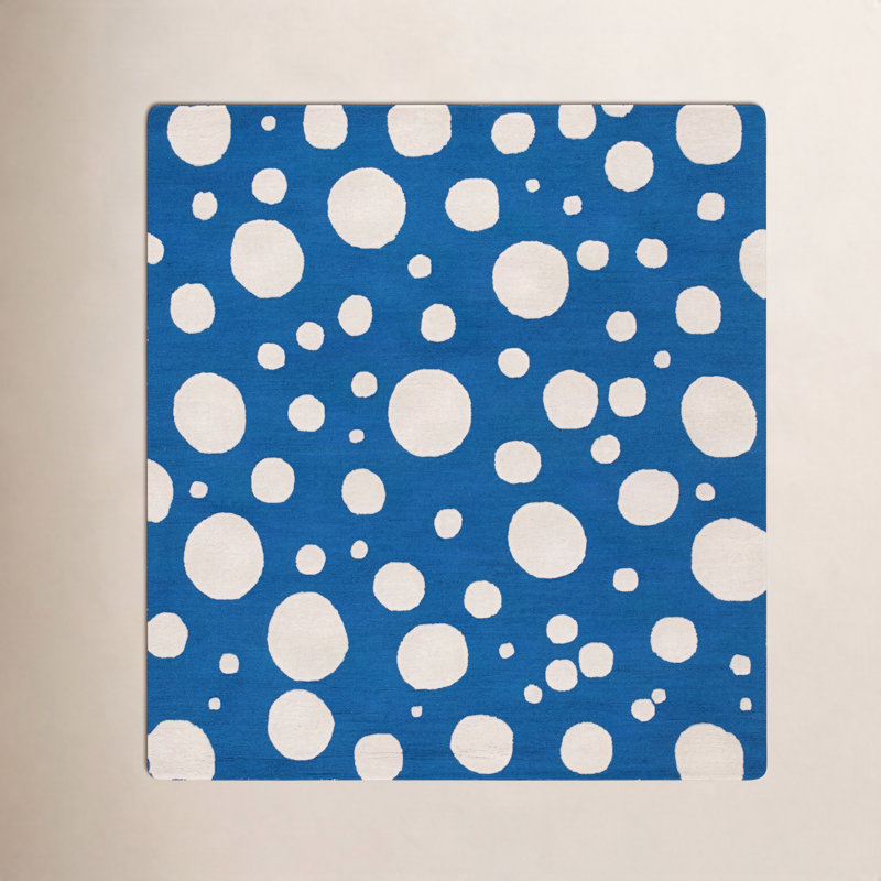Tapis bleu / ivoire Camey, Carré 6 pi
