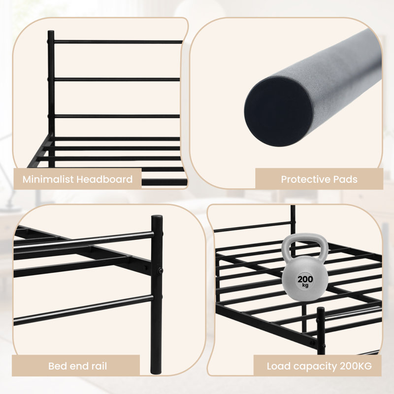 Djuna Metal Bed, Double (4'6), Black
