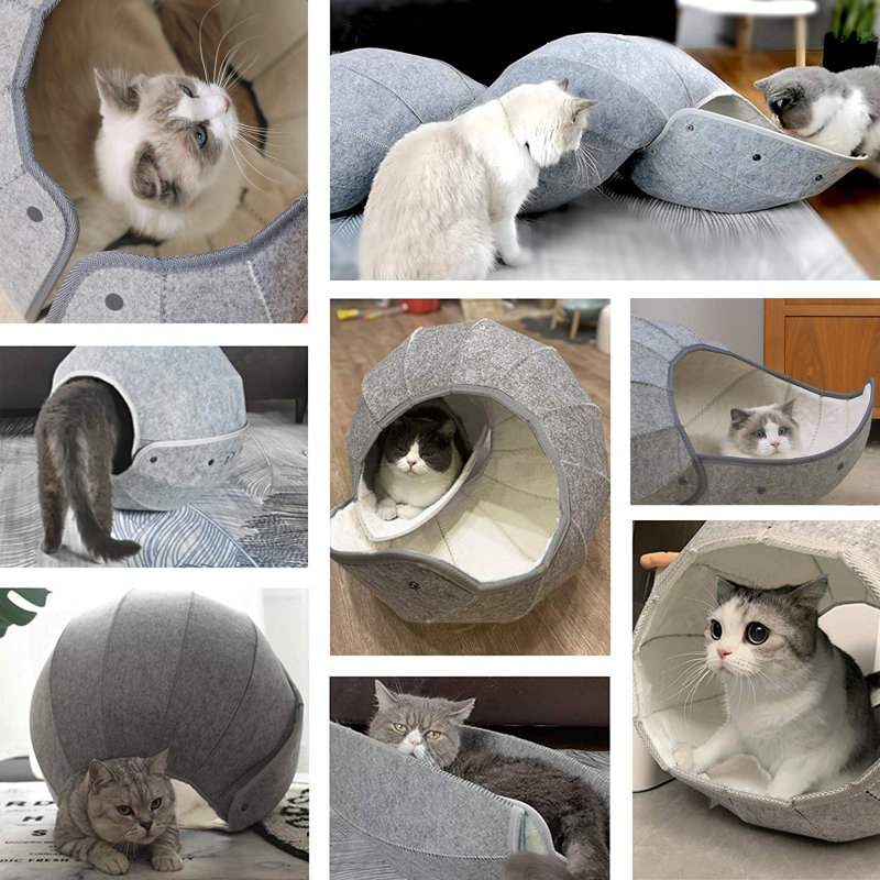 Lit rond pour chat, Blanc, H 15,4 po x l 15,7 po x P 17,7 po
