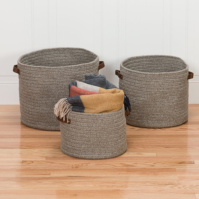 Panier en laine Monaco, H 10 po x l 14 po x P 14 po, Gris