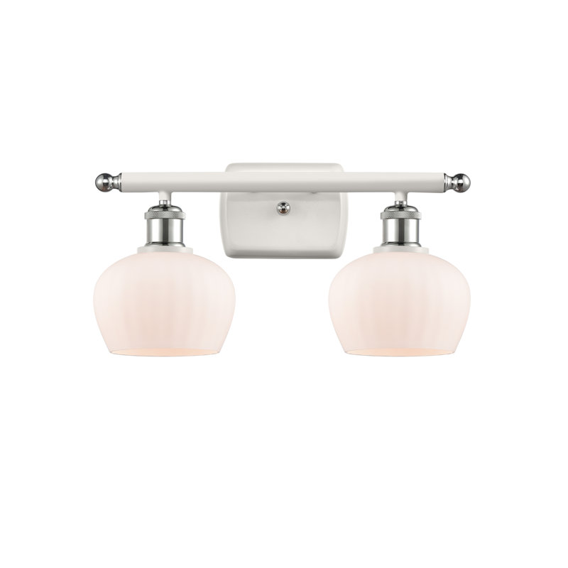 Lyman 2 - Light Dimmable Vanity Light, 6 Watt Vinage LED Bulb, Matte White, Polished Nickel