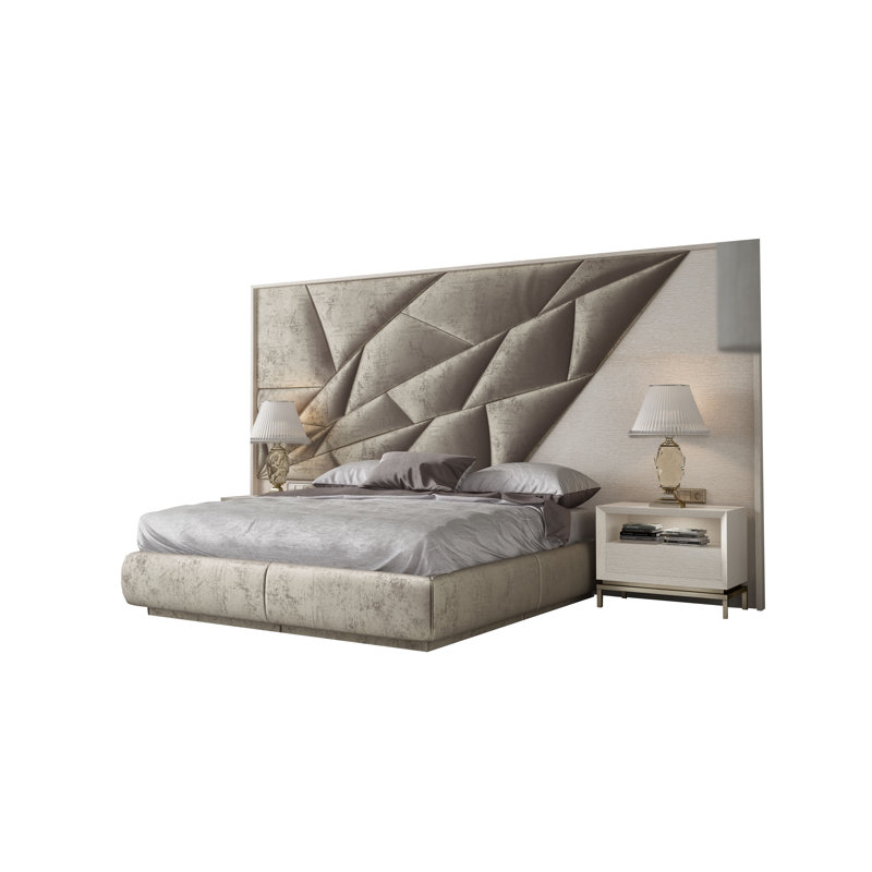 Aysgarth Tufted Solid Wood and Upholstered Standard Bed, Full, White Wood