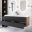 Ensemble de meuble-lavabo double 60 po brun avec plateau intégré blanc