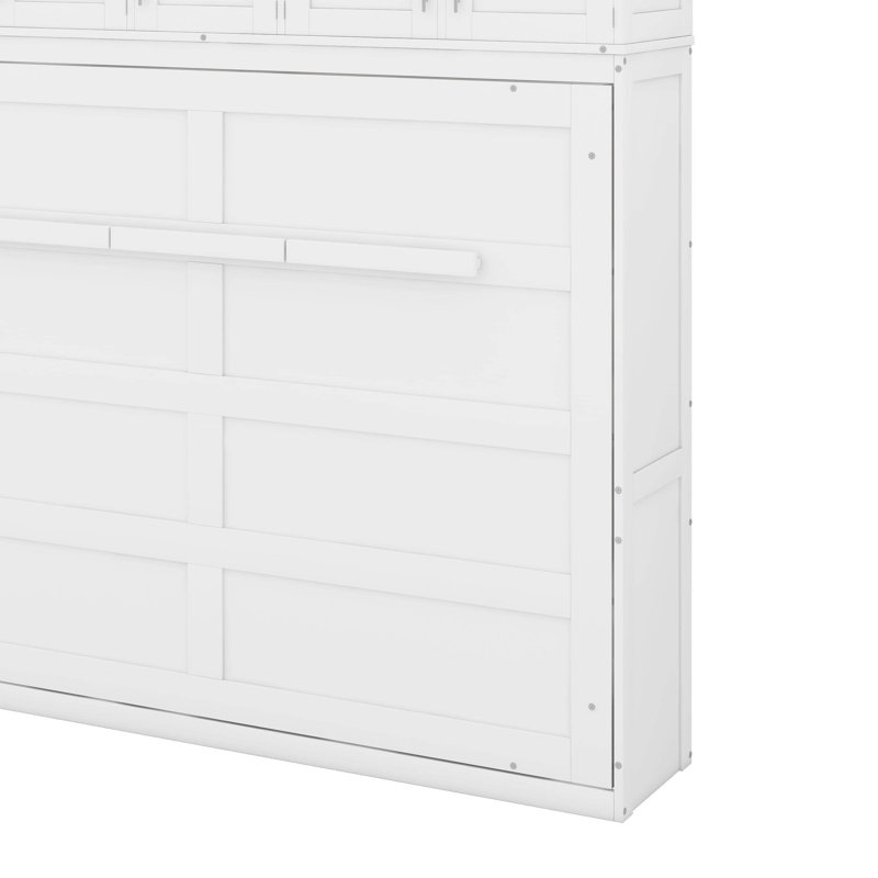 Lit escamotable avec armoires supérieures Murphy, Blanc, Grand lit