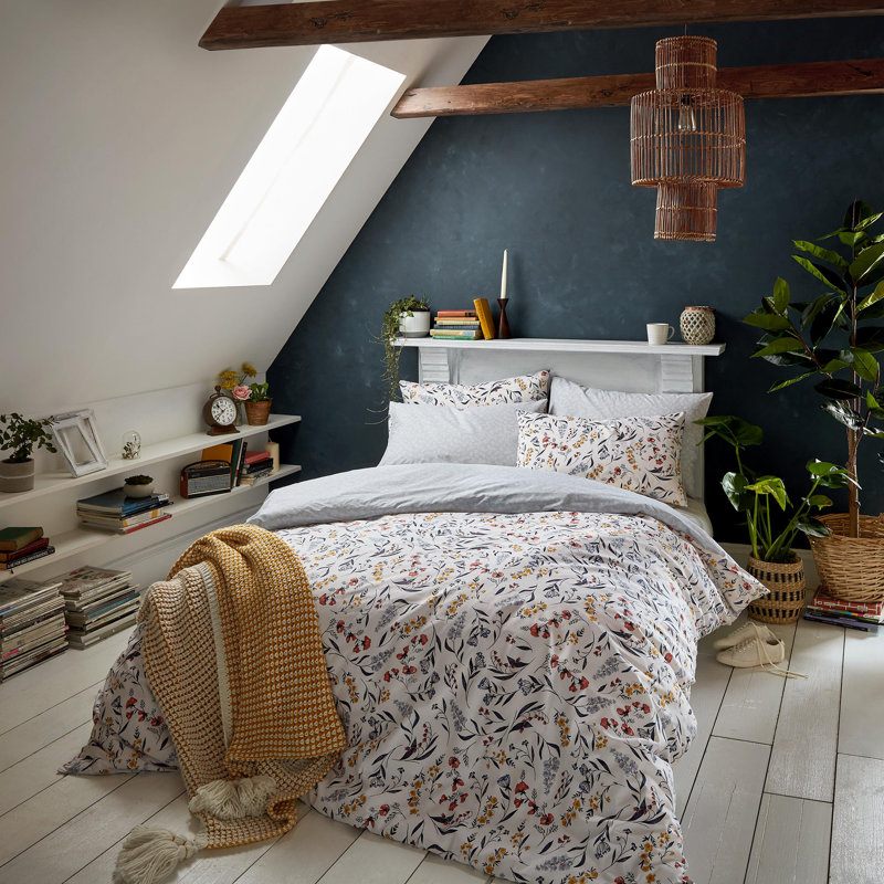 Harvest Floral Cotton Floral Duvet Cover Set with Pillowcases Included, Kingsize - 2 Pillowcases
