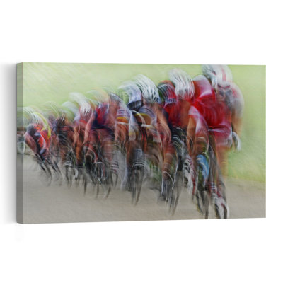 Racing Cyclists Blur Abstract Contemporary Modern Wall Art Print