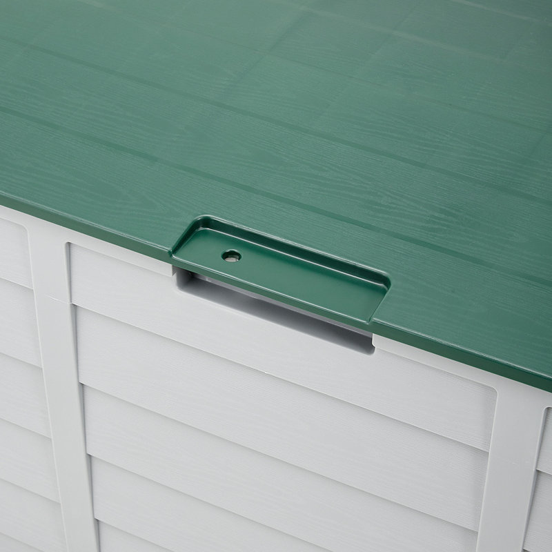 Dakota Fields Charrissa 112cm W 290L Water Resistant Plastic Lockable Deck Box with Wheels, Green/Grey