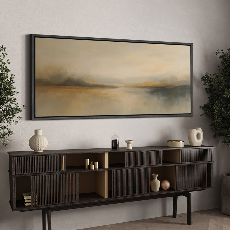 Grande impression sur toile encadrée, impression de paysage abstrait pour la décoration intérieure moderne, Noir